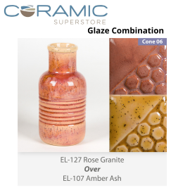 Rose Granite EL127 over Amber Ash EL107 Glaze Combination Rose Granite EL127 over Amber Ash EL107 Glaze Combination